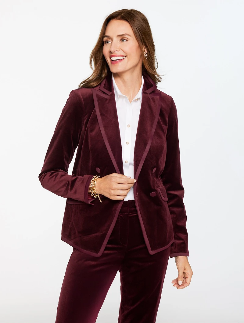 Tipped Velveteen Blazer