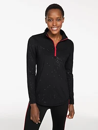 Luxe Fleeceback Half-Zip Pullover - Gleaming Dots