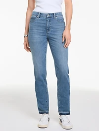 Straight Leg Drop Hem Jeans - Meserole Wash