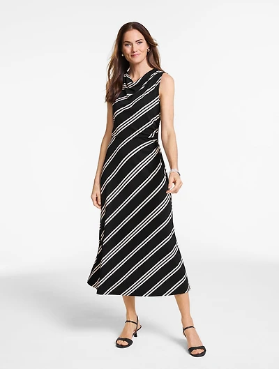 Jersey Fit-&-Flare Maxi Dress - Cliff Stripe