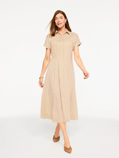 Modern Poplin Shirtdress - Willow Stripe