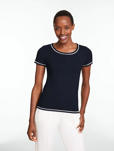 Ribbed Short Sleeve Crewneck Tee