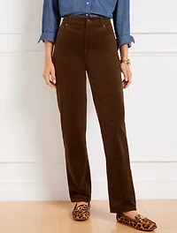 Stretch Corduroy Relaxed Straight Leg Pants - Solids