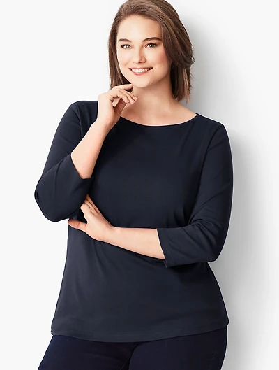 Pima Cotton Bateau Neck Tee