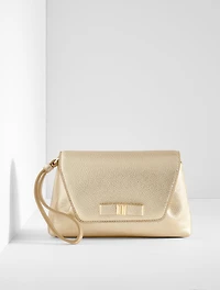 Metallic Pebble Leather Wristlet