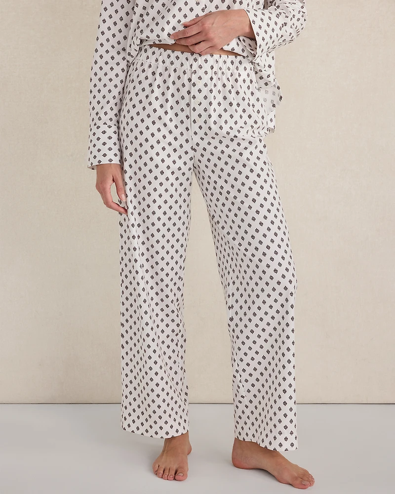 Organic Cotton Blend Floral Tile Pajama Pants