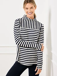 Mockneck Pullover - Textured Stripe