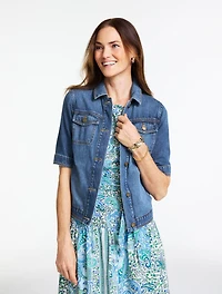 Short Sleeve Jean Jacket - Medium Wash