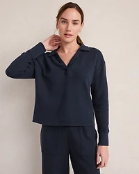 Organic Cotton Waffle Johnny Collar Top