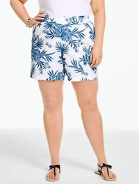 Washed Linen Pull-On Shorts - Painted Palms