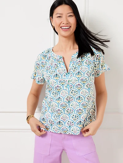 Scalloped Floral Top