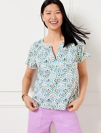 Scalloped Floral Top