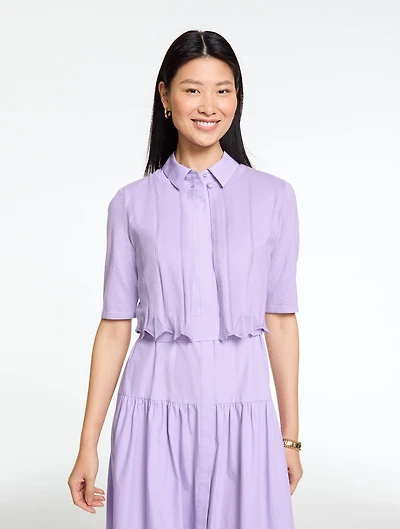 Scalloped Pointelle Shrug