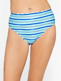 Sun Ocean Sand Piqué Scallop Swim Bottoms - Stripe