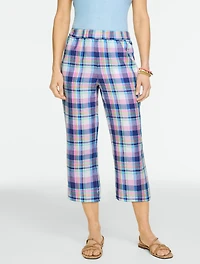 Straight Crop Pull-On Pants - Fresh Madras