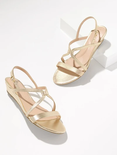 Capri Metallic Leather Wedge Sandals