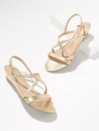 Capri Metallic Leather Wedge Sandals