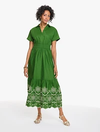Eyelet Poplin Smocked Dress