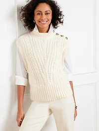 Cable Knit Mockneck Sweater Vest