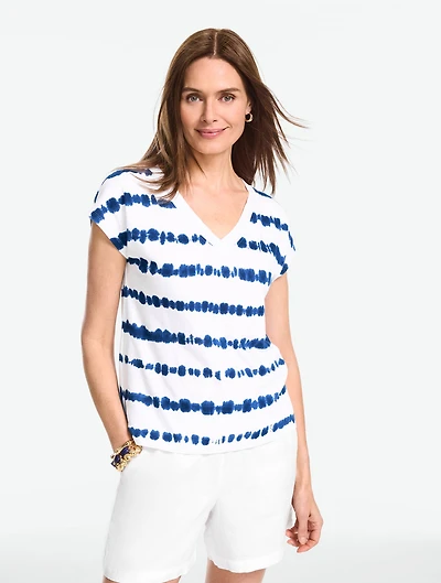 Dolman Sleeve V- Neck Tee - Tie-Dye