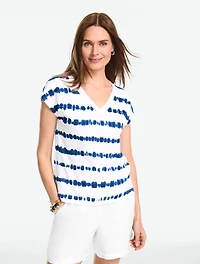 Dolman Sleeve V- Neck Tee - Tie-Dye