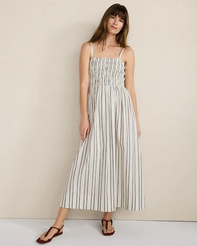 Organic Cotton Poplin Smocked Midi Dress