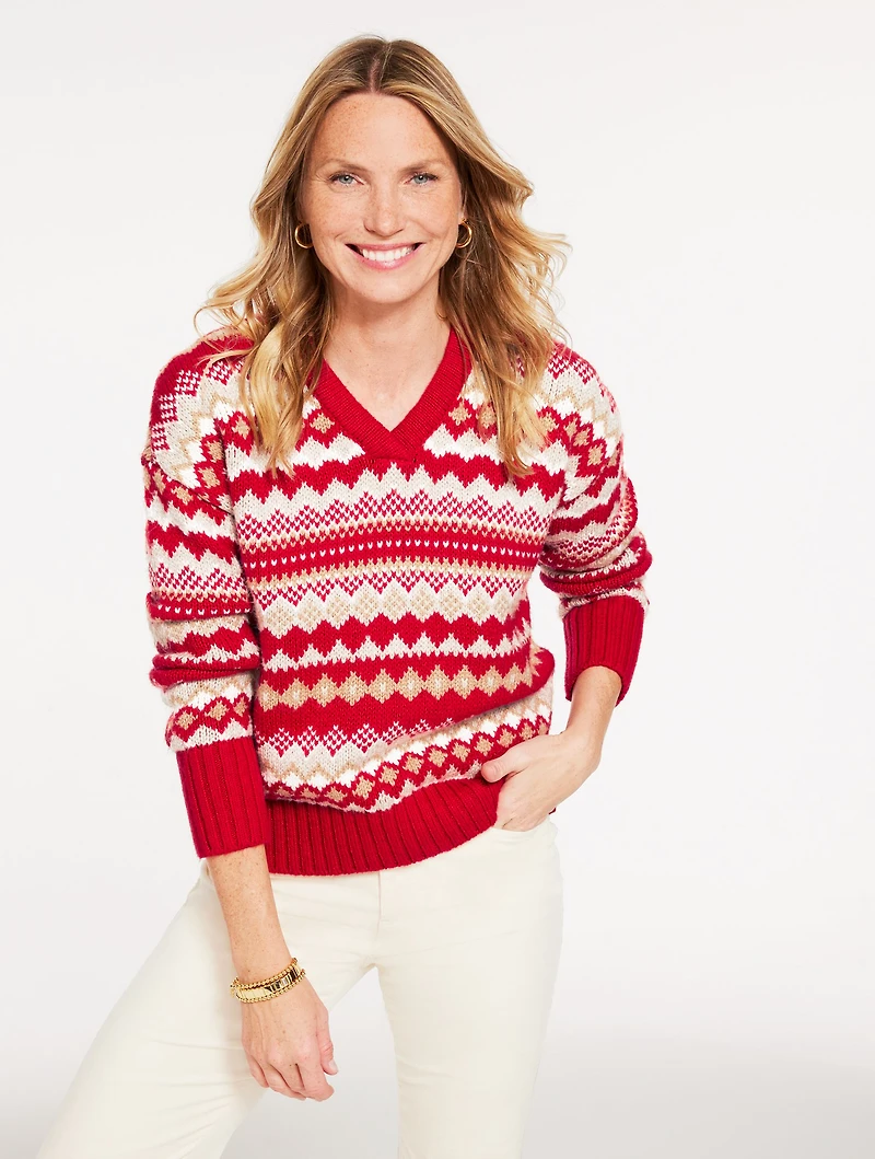 V-Neck Sweater - Twilight Fair Isle