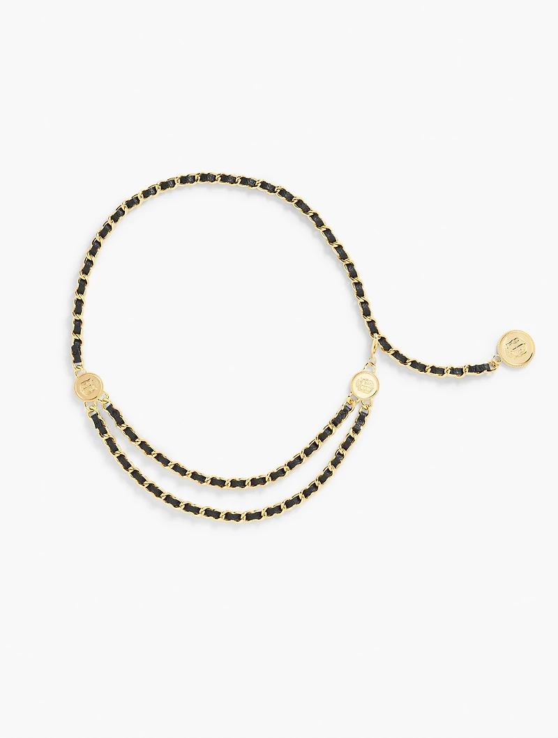 Draped Leather Chain Belt