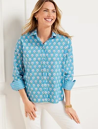 Poplin Short Shirt - Woodblock Bud