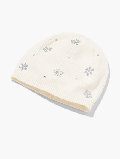 Snowflake Embellished Soft Knit Beanie