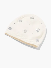 Snowflake Embellished Soft Knit Beanie