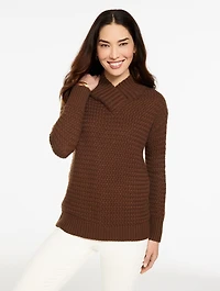 Textured V-Neck Pullover