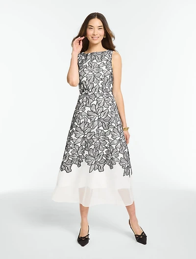 RSVP Embroidered Fit & Flare Dress