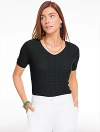 Short Sleeve V-Neck Pullover