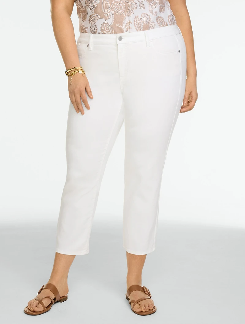 Straight Crop Lightweight Jeans - White