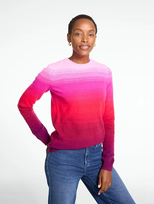 Cashmere Crewneck Sweater - Ombré Stripe
