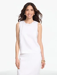 RSVP Floral Embroidered Linen Halter Shell