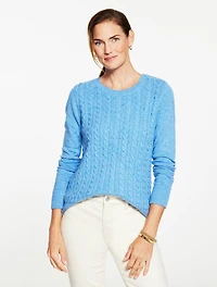 Tweed Cable Knit Crewneck Sweater