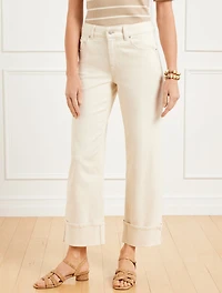 Straight Ankle Cuff Jeans