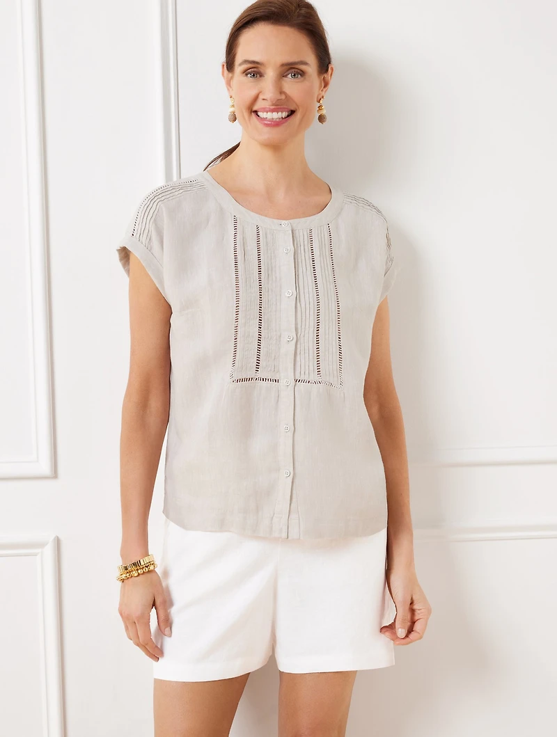 Pintuck Linen Top