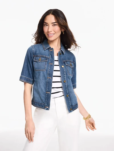 Short Sleeve Jean Jacket - Medium Wash