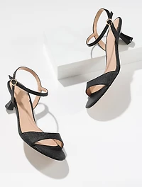 Dottie Shimmer Raffia Kitten Heel Sandals