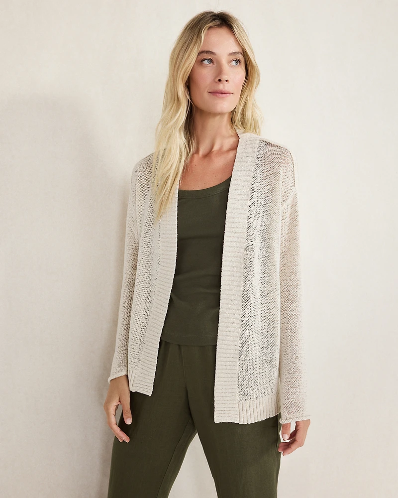 Organic Cotton Linen Tape Yarn Cardigan