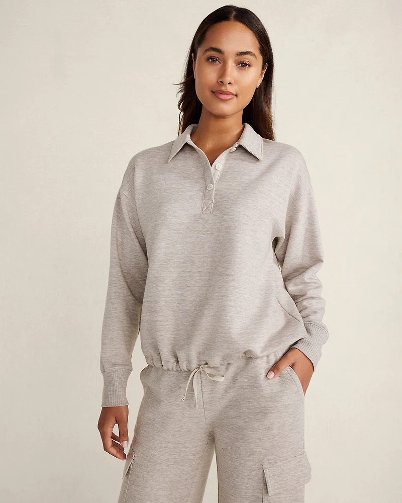 Fleece Polo Collar Pullover