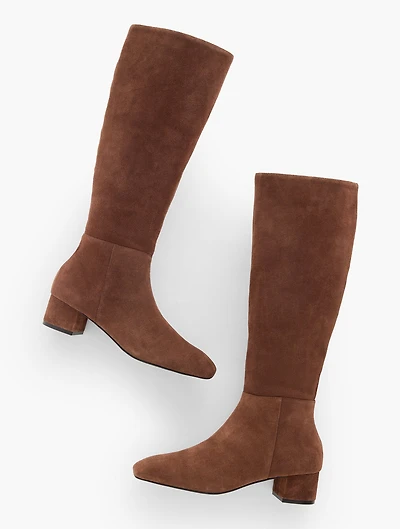 Perla Tall Suede Block Heel Boots