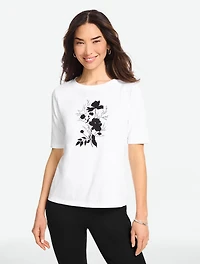 Elbow Sleeve Crewneck Tee - Shadow Botanical