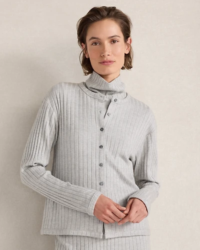 Wide Rib Long Sleeve Cardigan