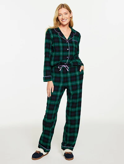 Cotton Flannel Sleep Set - Prancer Black Watch