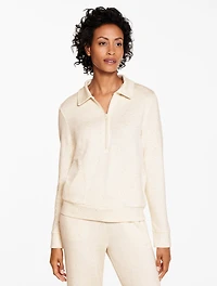 AirKnit Stretch Nep Johnny Collar Half-Zip Pullover