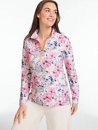 French Terry Half-Zip Pullover - Beach Tropics